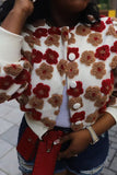 IFOMT 2024 New Woman Style sweater Cardigans Puff Sleeve Floral Jacquard Cardigan