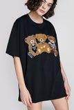 Ifomt Black Teddy Bear Embroidered T-Shirt