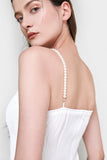 Ifomt - White Faux Pearl Strap Pleated Midi Dress