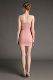 Ifomt - Pink Strapless Cut Out Bodycon Mini Dress