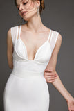 Ifomt - White Plunge V-Neck Mesh Detail Bandage Bodycon Midi Dress
