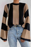 IFOMT 2024 New Woman Style sweater Cardigans Colorblock Striped Long Sleeve Knitted Sweater