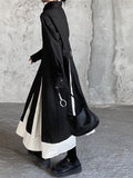IFOMT 2024 New Fashion Elegant Black and white stitching stand collar large swing retro dress
