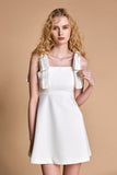 Ifomt - White Square Neck Bow Detail Mini Dress