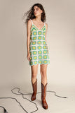 Ifomt - Medium Sea Green Crochet V-Neck Mini Dress