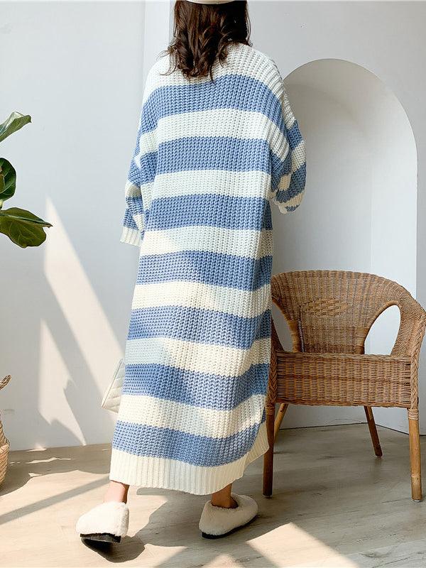IFOMT 2024 New Fashion Elegant Stylish Loose Striped Round-Neck Sweater Dresses