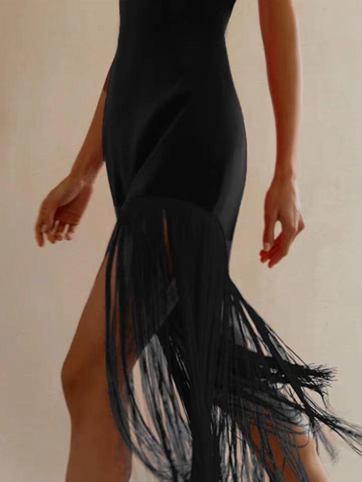 IFOMT 2024 New Fashion Elegant Tube Top Slim Irregular Tassel Evening Dress