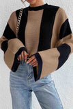 IFOMT 2024 New Woman Style sweater Cardigans Colorblock Striped Long Sleeve Knitted Sweater