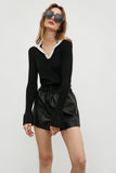 Ifomt Contrast Collar Black Sweater