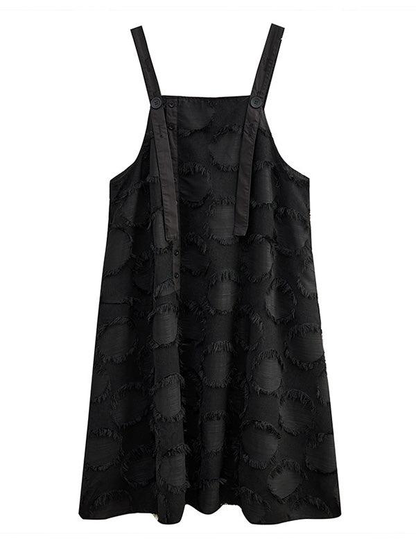 IFOMT 2024 New Fashion Elegant Stylish Selection Loose Sleeveless Polka-Dot Square-Neck Midi Strap Dresses