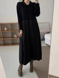 IFOMT 2024 New Fashion Elegant Knit Pleated Split-joint Long Dresses