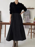IFOMT 2024 New Fashion Elegant Knit Pleated Split-joint Long Dresses