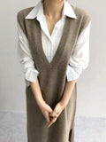 IFOMT 2024 New Fashion Elegant V-neck Knit Split-side Long Dress
