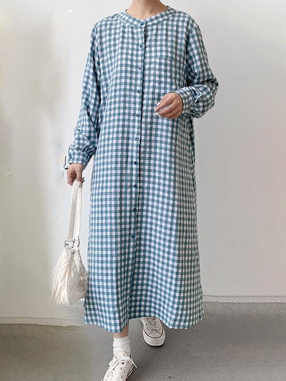 IFOMT 2024 New Fashion Elegant Simple Loose Plaid Long Dress