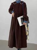 IFOMT 2024 New Fashion Elegant Loose Laple Neck High Waist Polka-dot Corduroy Dress