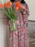 IFOMT 2024 New Fashion Elegant Floral Chiffon Long Sleeve Dress