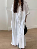 IFOMT 2024 New Fashion Elegant White Lapel Short Sleeve Shirt Dress