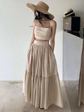 IFOMT 2024 New Fashion Elegant Elegant Ruffled Camisole+high Waist A-line Skirt 2 set