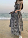 IFOMT 2024 New Fashion Elegant Strapless Pleated Plaid Long Dress