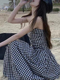 IFOMT 2024 New Fashion Elegant Strapless Pleated Plaid Long Dress
