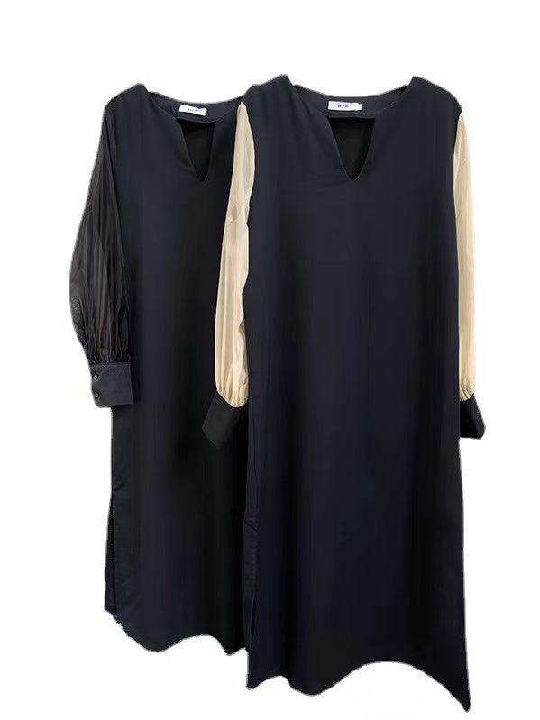 IFOMT 2024 New Fashion Elegant Loose Casual Paneled Long-Sleeved Dress