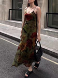 IFOMT 2024 New Fashion Elegant Vintage Floral Print V-Neck Slip Dress
