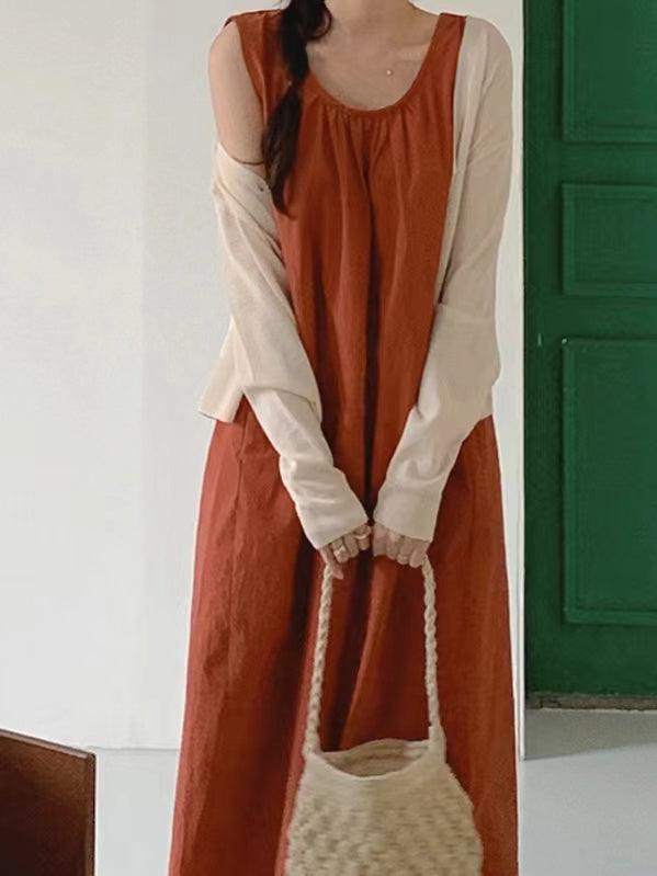 IFOMT 2024 New Fashion Elegant Open Back Sleeveless Linen Dress