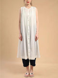 IFOMT 2024 New Fashion Elegant Sleeveless Pleated Pure Cotton A-line Dress