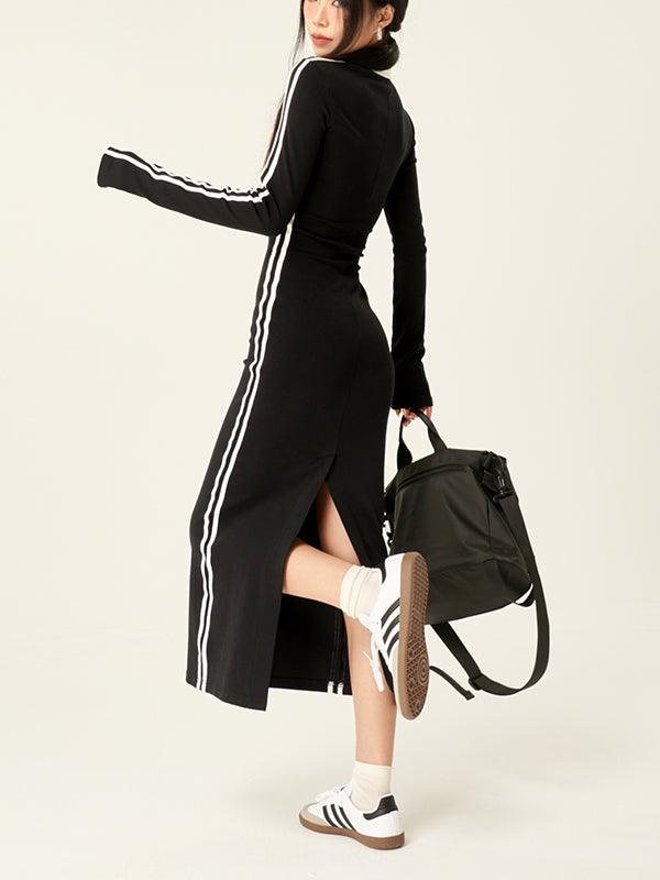 IFOMT 2024 New Fashion Elegant Fashionable Black V-neck Slit Dress
