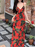 IFOMT 2024 New Fashion Elegant Vintage Rose Back Cutout Sling Dress