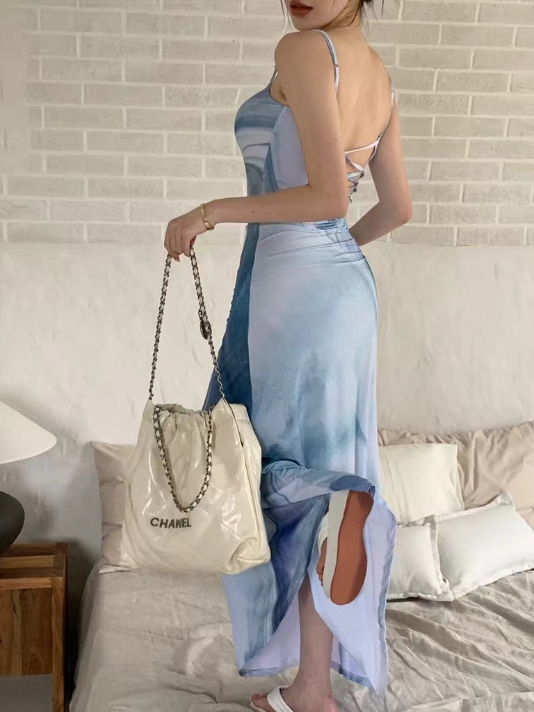 IFOMT 2024 New Fashion Elegant Slim Open Back Hollow Suspender Dress