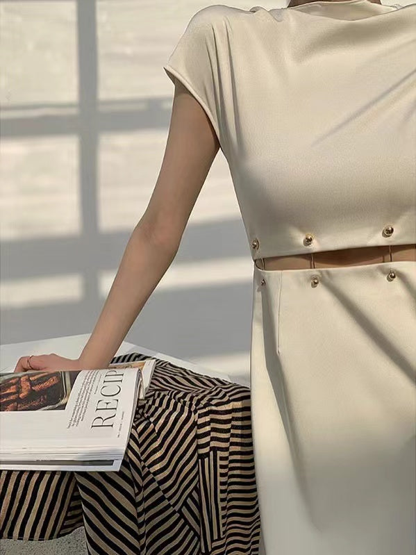IFOMT 2024 New Fashion Elegant Original Designed Rivet Splicing Slim Dress