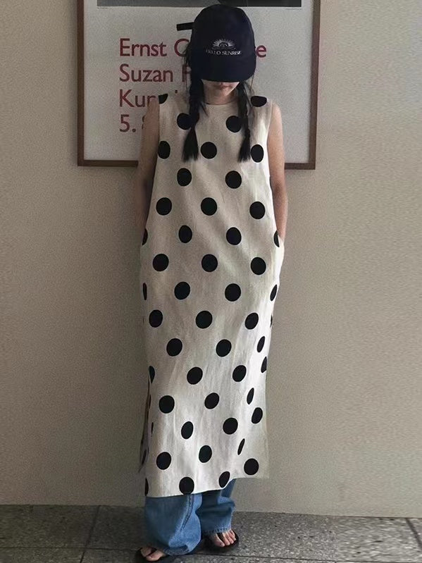 IFOMT 2024 New Fashion Elegant Backless Polka Dot Tank Dress