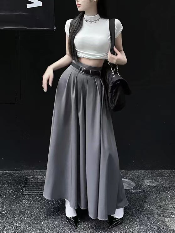 IFOMT 2024 New Fashion Elegant Short T-Shirt&High Waist Suit Skirt 2 Sets