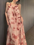 IFOMT 2024 New Fashion Elegant Tie-Dye Big Hem Ruffled Sling Dress