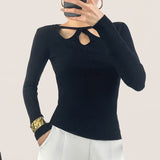 Ifomt Black Knitted Cut Out Detail Sweater