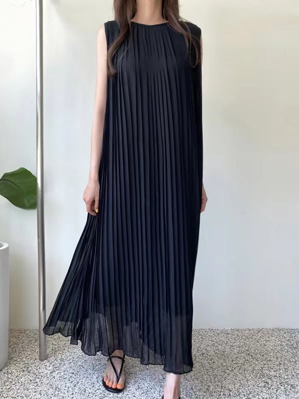 IFOMT 2024 New Fashion Elegant Loose Comfy Tie Waist Pleated Dress
