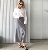 Ifomt 2023 Women Summer Autumn Fashion Basic Split Skirt