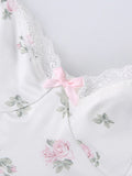 IFOMT Lace Trim Floral Mini Dress