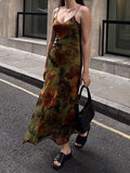 IFOMT V Neck Floral Cami Maxi Dress