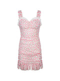 IFOMT Ruffle Floral Sleeveless Mini Dress