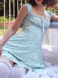 IFOMT Lace Paneled Floral Mini Dress