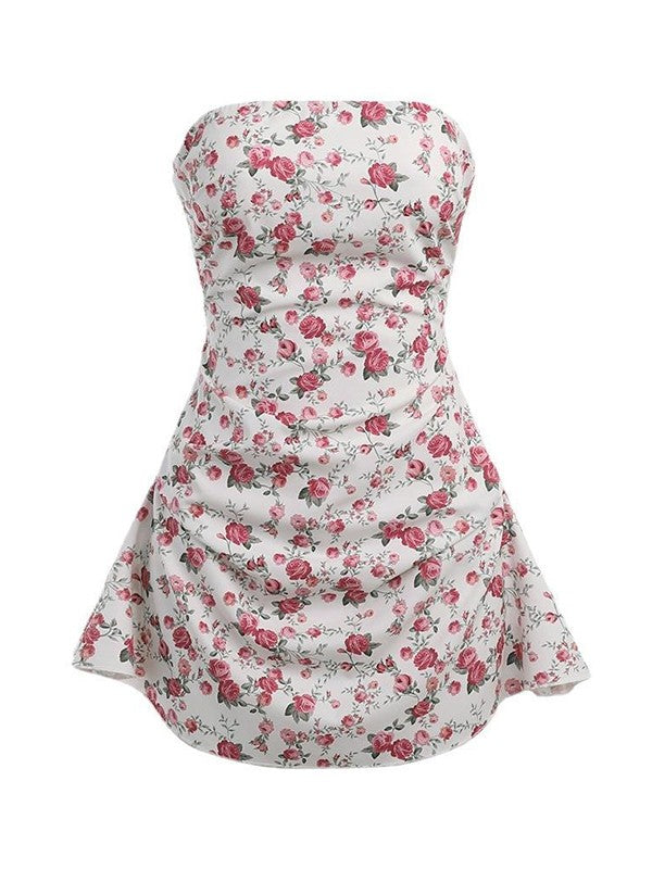 IFOMT Strapless Floral Mini Dress
