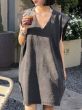 IFOMT 2024 New Fashion Elegant V Neck Padded Sleeveless Tank Dress
