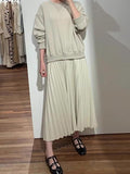 IFOMT 2024 New Fashion Elegant Simple False Two Sweatshirt Split-joint Pleated Dress