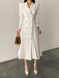 IFOMT 2024 New Fashion Elegant Elegant Double Breasted Waist Pleated Coat Dress