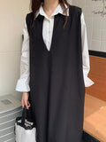 IFOMT 2024 New Fashion Elegant Loose V-neck Sleeveless Long Vest Dress
