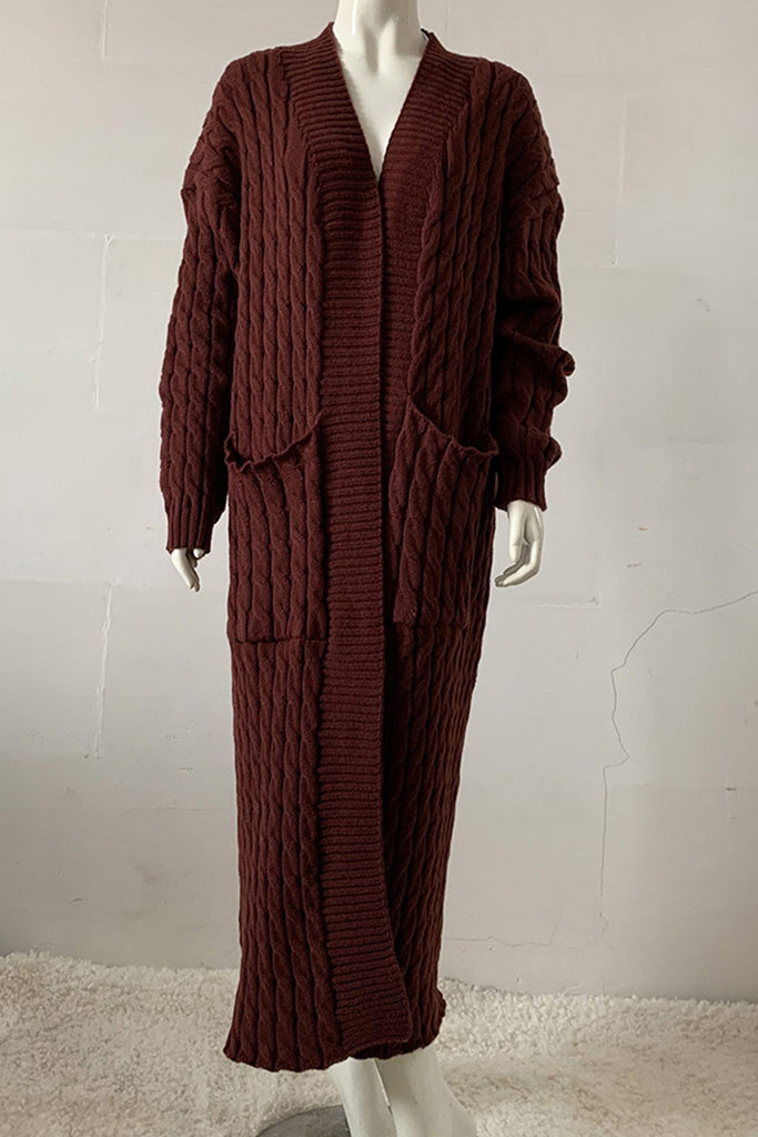 IFOMT 2024 New Woman Style sweater Cardigans Pocketed Cable Knit Long Cardigan