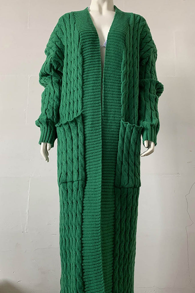 IFOMT 2024 New Woman Style sweater Cardigans Pocketed Cable Knit Long Cardigan