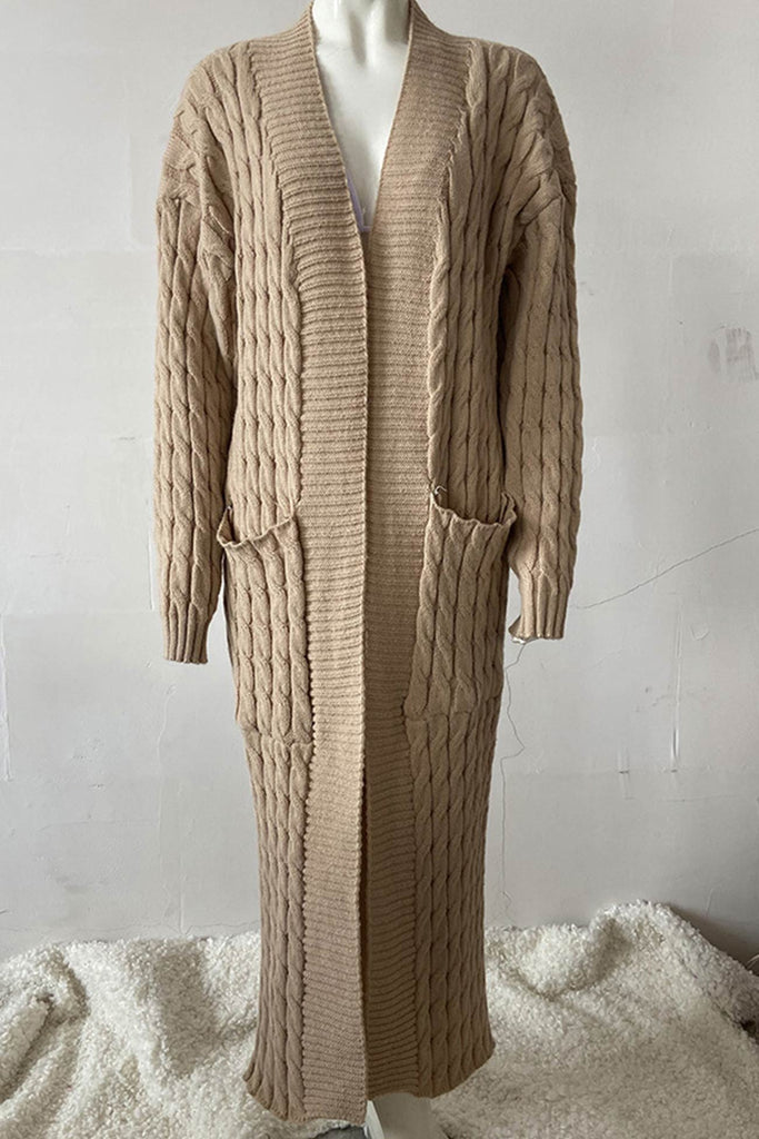 IFOMT 2024 New Woman Style sweater Cardigans Pocketed Cable Knit Long Cardigan